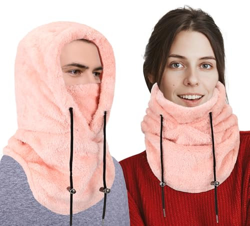 Geyoga Balaclava Winter Sturmhaube Skimaske Motorradmaske Fahrrad Verstellbar Winddicht Gesichtshaube Outdoor(Rosa)