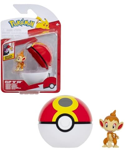 Pokémon Clip 'N' Go Chimchar und Repeat Ball – inklusive 5,1 cm großer Kampffigur und Repeat-Ball-Zubehör