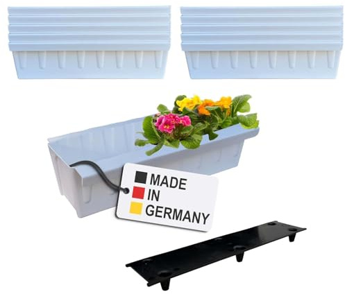 Paletten Blumenkasten Einsatz 37,3 cm 10er Set Weiß Europalette Hängesystem | BURI, Bewässerungsmatte, Europalette, Kunststoff, Made in Germany, wetterfest, Balkon, Hochbeet, stabil, langlebig