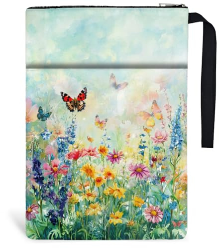 Hobbspring 1 housse de protection pour livre avec poche, 34 x 24 cm, motif fleurs aquarelle, papillons, pour livres de poche, pour étudiants, enseignants et amateurs de livres