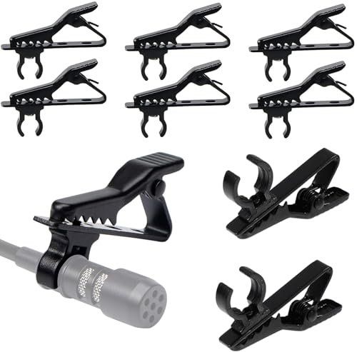 Solapa de Micrófono,10 Piezas Micrófono de Solapa Tie Clip,Metálico Clip Micrófono,Lavalier Microphone Abrazadera Micrófono Lavalier Conferencias Clip para Micrófono de Solapa,Repuestos Negros