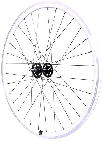 cyclingcolors 1x Fahrrad Vorderad Felge Komplette Rand Radius Nabe für Fixie-Fahrrad Singlespeed Größe 700 (13-622) TubeType Festes Ritzel Aluminium Weiß