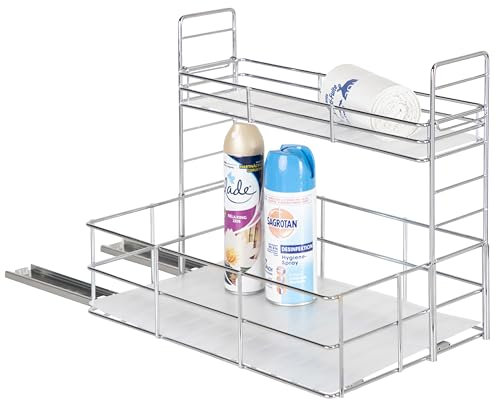 ONVAYA® Spülschrank-Organizer ǀ verchromter Stahl ǀ ausziehbar ǀ Befestigung mit Schrauben oder Klebeband ǀ Gewürzregal
