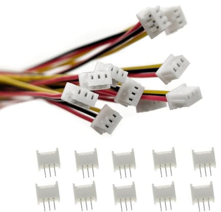 ZSDZFYLLK Lot de 10 mini connecteurs électroniques JST 1,25 mm 3 broches avec UL1571-26AWG câble de 20 cm et connecteur femelle JST