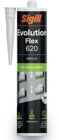 SIGILL Evolution Flex 620 Sigillante Elastico Monocomponente, Base Polimeri Silano Modificati, per Edilizia e Serramenti, Senza Solventi, Bianco, 290 ml
