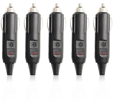 SageFurned 5 Stück 12 V-24 V Auto-Zigarettenanzünder-Stecksicherungen 5 A mit LED-Anzeige, Netzladegerät, Adapter, Stecker, Sicherung, Konverter-Stecker ()