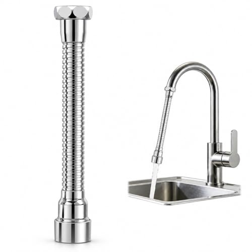 Kitchen Tap Spray Head with 20cm Flexible Hose, 360° Swivel Tap Extender for Kitchen Sink, Universal Kitchen Tap Extension with Aerator Tap Attachment Sink Kitchen for Rinsing, Washing