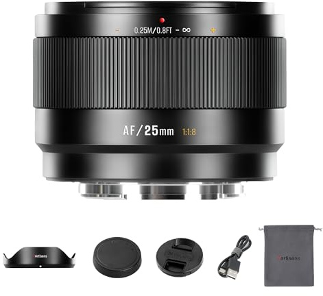 7Artisans Autofokus 25 mm F1.8 APS-C-Objektiv LITE-Serie Großer Lichtstärke F1.8, Unterstützt Gesichts- und Augenerkennung. Kompatibel mit Fujifilm X-H/T/T30/S/E/A-Serie Fuji X-E2 Fuji X-T2