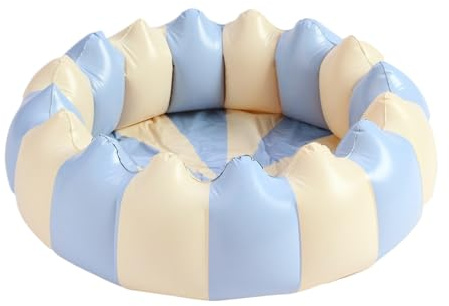 Planschbecken – Spielcenter 120 x 120 x 30 cm, PVC-Wasserspiel, tragbares Design für Pool, Hinterhof mit Retro-Streifen | Kinderpool für Sommerentspannung, Strandausflug, Garten, Camp