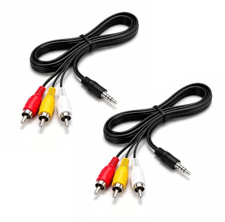 EL MOCHUELITO Cable AV Jack 3,5 mm a 3 RCA, Audio y Vídeo, 0,5 m, Pack de 2 Unidades, Compatible con TV, DVD y Cámaras
