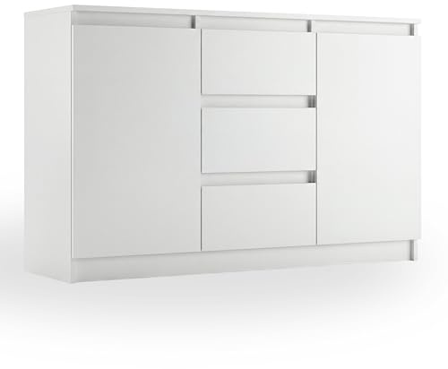 Framire Kommode Weiß, 120x33x76 cm - R-120-S3 mit 3 Schubladen