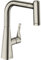 hansgrohe Metris M71 Grifo monomando de cocina 220, ducha extraíble, 2 tipos de chorro, sBox, acabado de acero inoxidable, 73800800