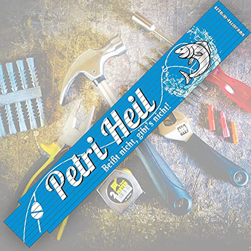 2 Meter Zollstock mit Aufschrift | Spruch - Petri Heil - 2m Gliedermaßstab Geschenk für Männer Handwerker Heimwerker zum Geburtstag Holz