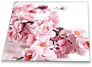 Herdabdeckplatte Abdeckung Ceranfeld Abdeckplatte Schneidebrett 1-Teilig 60x52 Kirchblütenbaum Rosa Spritzschutz Glasplatte Ceranfeldabdeckung Schutz Herdschutz Sicherheitsglas Glasschneidebrett