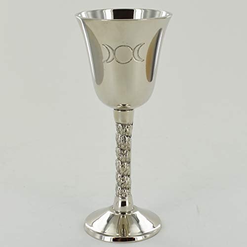 Silberner Kelch mit magischem Symbol Dreifachmond für Neopaganismus, Wicca-Geschenke und Ritual-Dekoration