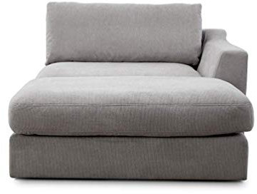 CAVADORE Sofa-Modul Fiona Longchair mit Armteil rechts / XXL-Recamiere passend zur Couchgarnitur Fiona / 139 x 90 x 199 /Webstoff hellgrau
