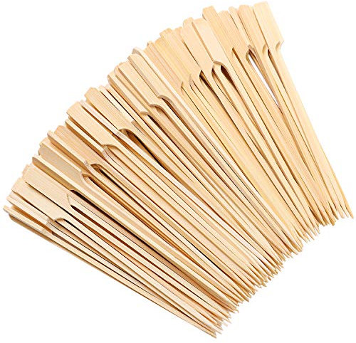 ANECO 200 Pieces Bamboo Paddle Skewers Wooden Paddle Sticks Barbeque Skewers Cocktail Picks for Grill Party, Kebabs, Fruit, Chocolate Fountains Fondues