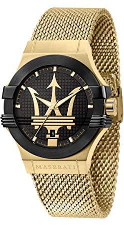 Maserati Herrenuhr, Potenza Kollektion, aus Edelstahl, Gelbgold PVD, mit Edelstahl-Armband - R8853108006