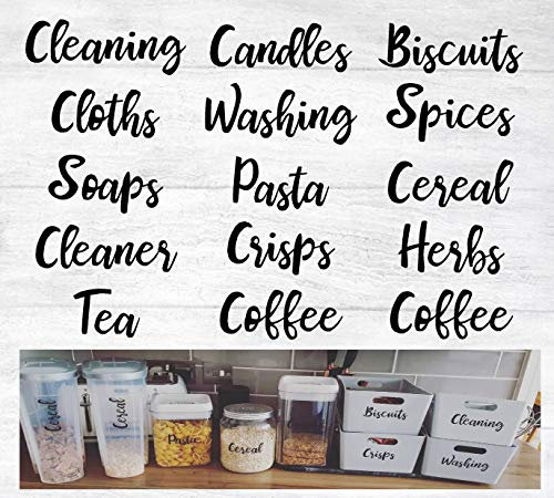 EG 2 x Custom Personalised Vinyl Name/Wording Sticker Labels for Storage Bottles - Containers - Boxes - Water Bottle - Cleaning - Choice of Colours - by Ellis Graphix (TM)