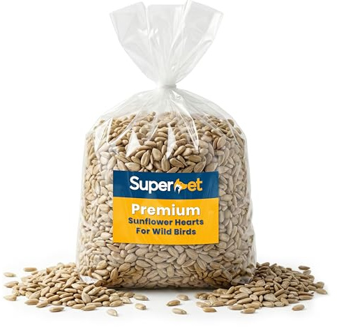 Superpet Premium Sunflower Hearts Bird Food, Dehusked Wild Bird Seed 25kg | Attracts Robins, Finches & Sparrows, No Mess High-Energy Year-Round Feed, Ideal for Small Garden Birds & All Garden Feeders