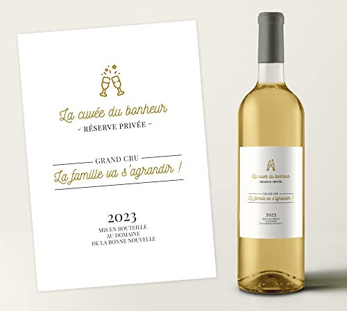Etiquette bouteille de vin personnalisée - annonce grossesse, demande parrain/marraine