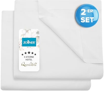 ZOLLNER 2er Set Bettlaken oder Bettdecken für den Sommer in Hotelqualität - Baumwolle - 240x290 cm in weiß - ohne Gummizug