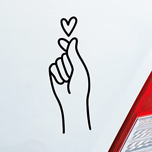 Hellweg Druckerei Auto Aufkleber K-POP Finger Heart Fingerherz Fun Sticker Heckscheibenaufkleber Autoaufkleber mit Musik Motiv