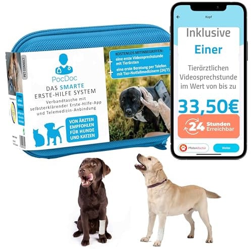 𝗘𝗿𝘀𝘁𝗲 𝗛𝗶𝗹𝗳𝗲 𝗦𝗲𝘁 𝗛𝘂𝗻𝗱 und Katze inklusive kostenloser App und Einer kostenlosen Videosprechstunde 24/7. PocDoc® Pet Connect bekannt aus Hund, Katz & Maus
