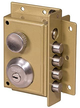 BTV | Cerradura de Sobreponer Onix Derecha | Diseño Moderno, Cilindro de 48,5 mm, Acabado en Dorado y Beige | 1 ud.