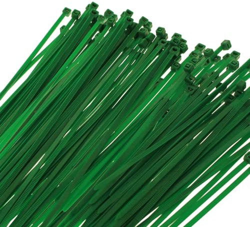 100 Fascette di Plastica Verdi per Giardino, Fascette per Cavi e Tubi, per Elettricisti e Giardinaggio (2.5mm X 150mm)