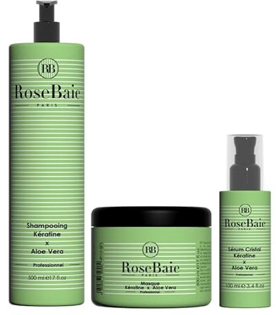 Kit d'entretien au lissage à la kératine et Aloe Vera RoseBaie 3 produits