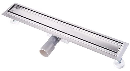 Caniveau de Douche Italienne a Carreler 40 cm Acier Inoxydable Extra Plat Siphon de Sol Douche Italienne pour Salle de Bain
