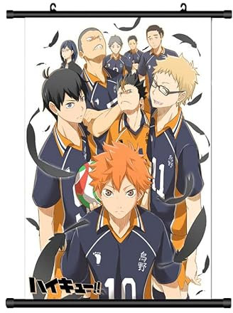 Großes 60x90CM Haikyuu! Kakemono Rollbild | Anime Manga Stoffposter Wallscroll Poster | Wanddeko Geschenk | Karasuno