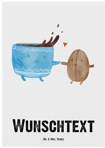 Mr. & Mrs. Panda Personalisierte Postkarte Kaffee Bohne - Personalisierte Geschenke, Zufriedenheit, lustige Sprüche, Geschenkkarte mit Wunschtext,