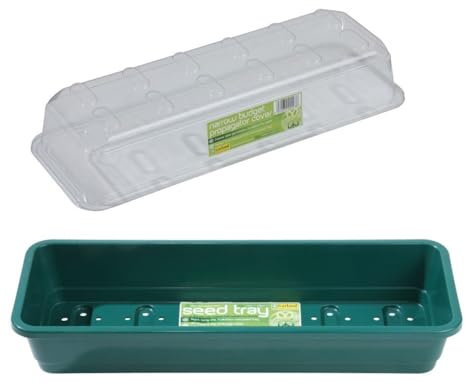 Garden Grow Full Sized Windowsill Seed Tray or Propagator Lid Packs - Robust Strong Rims, 2 Tier Drainage 37cm x 13.5cm x 6cm (Seed Tray & Lid x10)