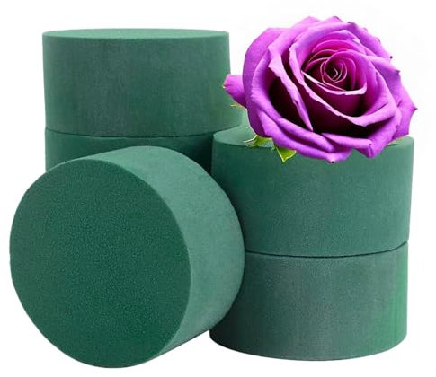 Caliko 6x Round Cylinder Wet Floral Foam 8x5 cm | Ideal Flower Foam for Room Decor, Floristry Displays and Designs | Florist Foam as Flower Arranging Accessories & Craft Foam.