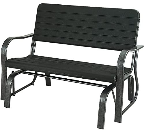 RELAX4LIFE Outdoor Glider Bench, 2-Person Garden Swing Gliding Chair Loveseat, Power Coated Steel Frame Rocking Bench for Backyard Patio Porch