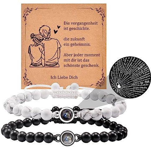 CheersLife Ich Liebe Dich 100 Sprachen Projektions Armband Paar Armbänder Geschenk Für Mann Freund Freundin Ehefrau Valentinstag Weihnachten Geburtstagsgeschenk Für Ihn Sie
