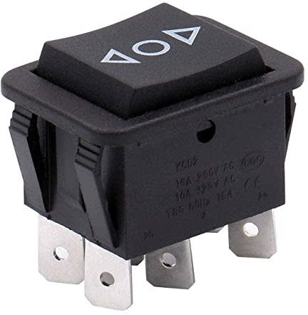 AUTOZOCO Interruptor oscilante fijo, Interruptor de palanca fijo, Interruptor basculante, DPDT, ON-OFF-ON, 6 pin, 16A, 250V AC / 30V DC, Negro