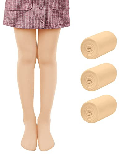 Libella confezione da 3 collant danza bambina collant danza con piedino 80 DEN microfibra coprente colorato 27251 Beige 158-164