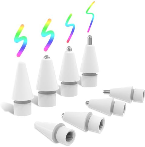 MoKo 8 Pack Apple Pencil USB-C Tips, Replacement Tips for Apple Pencil 1st Gen&2nd Generation, Apple Pencil Spare Nibs for ipad Pen, No Wear Out Precise Control Tips Plastic/Metal iPencil Tips, White