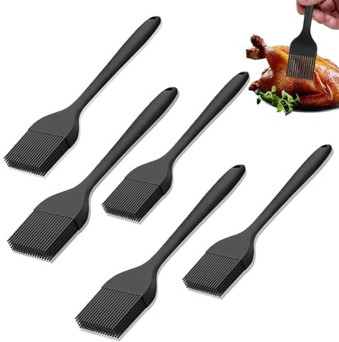 5 Piezas 21cm Pincel Cocina Brocha Pastelera Profesional Pincel Para Hilvanar Pincel Salchichas Postres Pincel Para Hornear Pincel Aplicador PasteleríA Silicona Para Asar, Hornear, Revolver, Cocinar