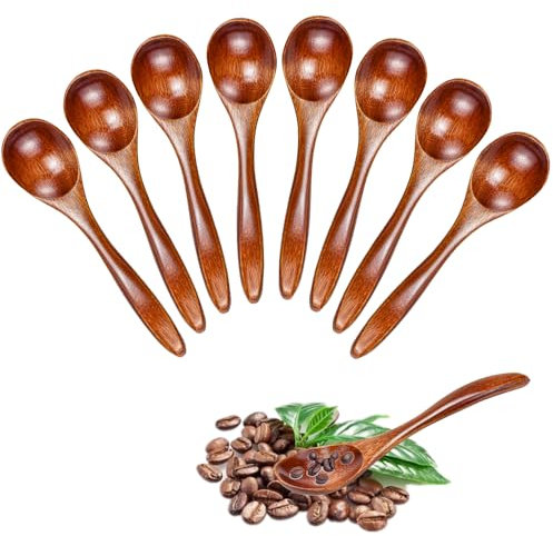 LPAMABA 8 Cucchiai in Legno Naturale Cucchiai da Zuppa 13x3 cm Cucchiai da Minestra Cucchiai Ramen in Stile Giapponese Cucchiaio per Miele Caffè Riso Dessert