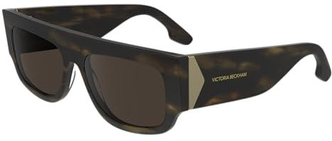 Victoria Beckham Unisex VB666S Sunglasses, 321 Striped Khaki Havana, 55