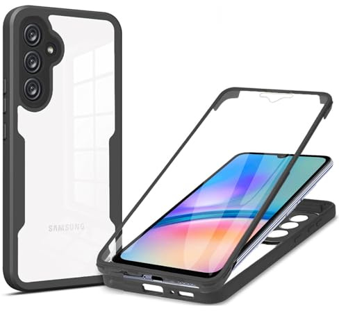 360 Grad Hülle Kompatibel mit Samsung Galaxy A05s | Handyhülle mit eingebautem Displayschutz für Galaxy A05s | Schwarz