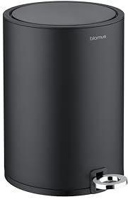 Blomus Kosmetikeimer -SINO- Mülleimer 3 Liter | Schwarz | 20L x 20B x 26H cm | Treteimer mit Absenkautomatik | Mülleimer mit Innenbehälter aus Edelstahl