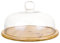 HOUSN 1 Set Kuchen Glasglocke mit Holz Keramik Teller Glas Käseglocke Tortenplatte Haube Dome Torten Glashaube Kuchenständer Lebensmittel Abdeckung Deckel für Patisserie,Weiß,24.8cm