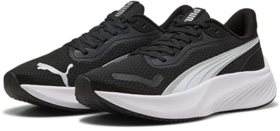 Puma Pounce LITE JR, Unisex Sneaker, Puma Black-Puma White-Puma Silver,