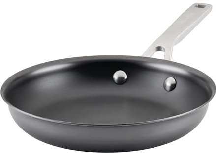 KitchenAid NITRO Poêle à frire en acier au carbone, poignée en acier inoxydable, compatible avec toutes les tables de cuisson, poêle à frire ouverte de 21,6 cm, noir
