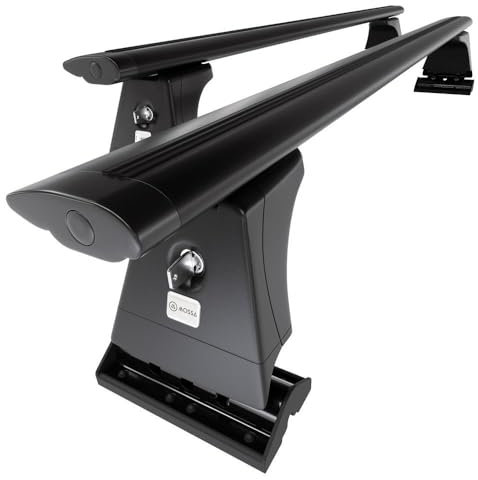 Mossa Barres de Toit en Aluminium adapté pour Renault Trafic III Autobus (2015- ) - Porte-Bagages de Voiture Noir - Points de Montage 2